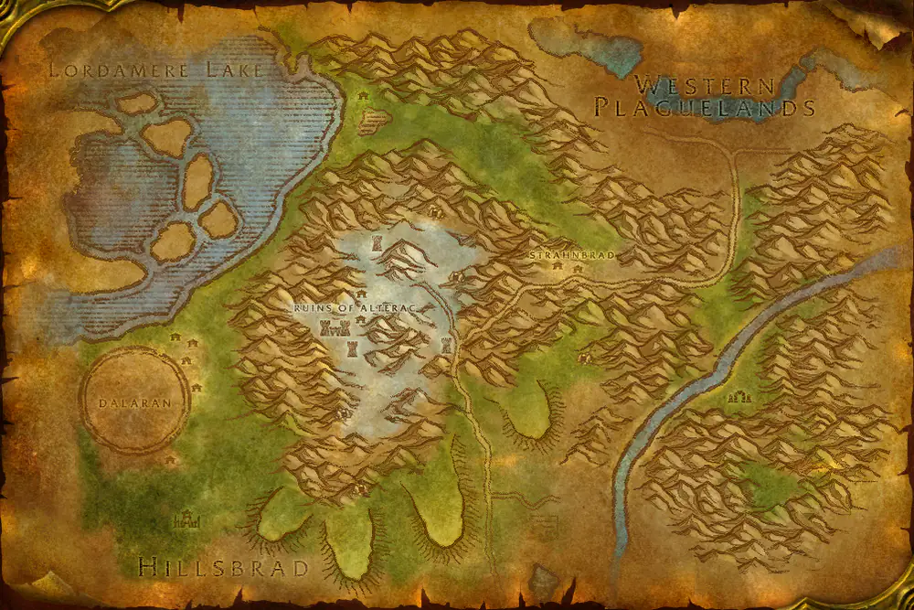 Zone map Alterac Mountains: Valik – markers: Accept, Turn in