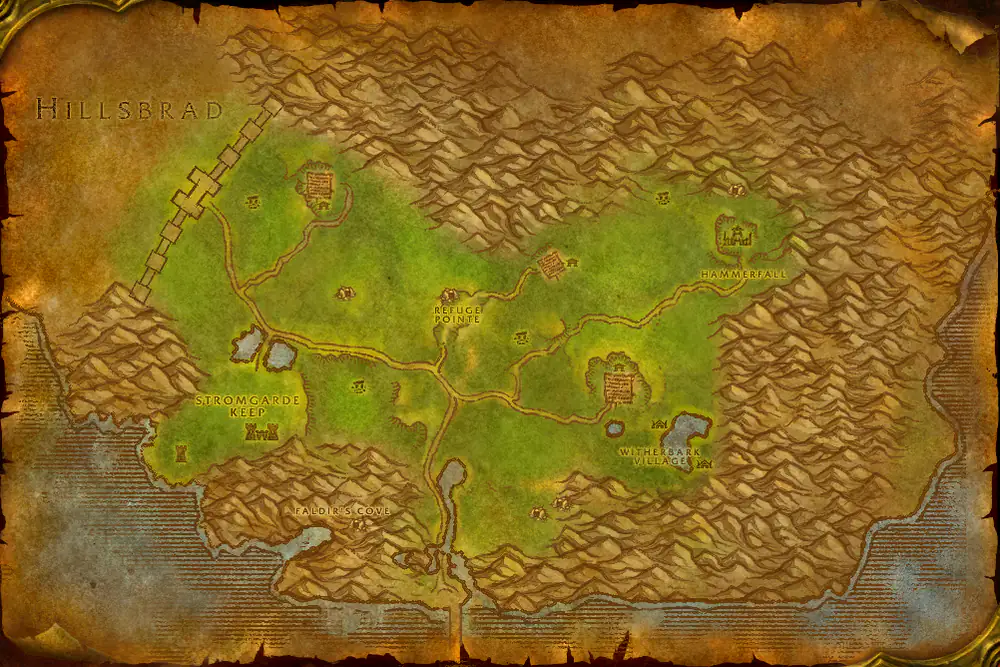 Zone map Arathi Highlands: Defiler's Basic Care Package – markers: Accept, Turn in