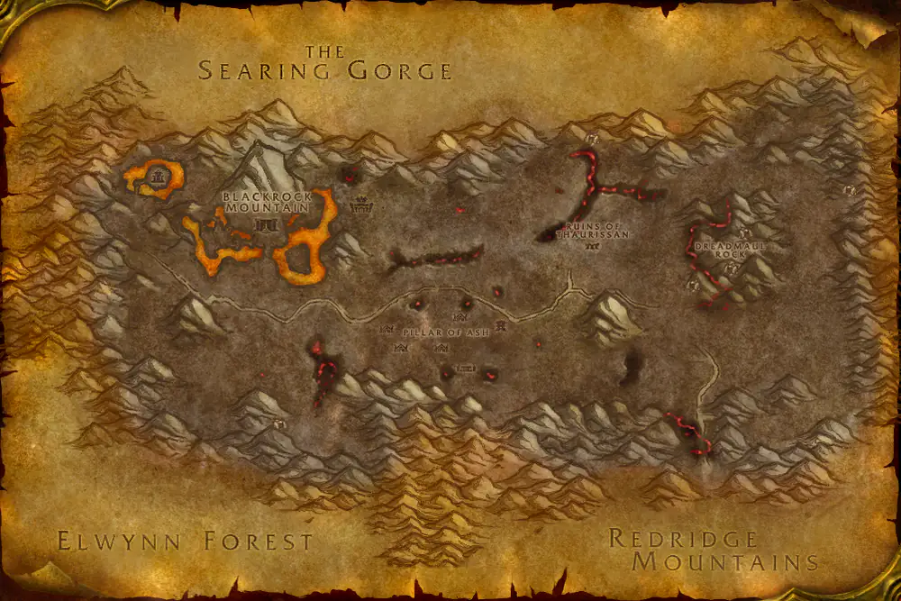 Zone map Burning Steppes: Shadoweaver – markers: Accept, Turn in