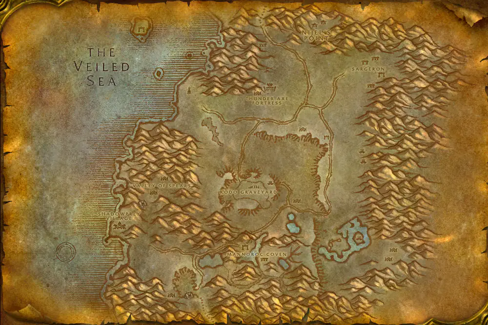 Zone map Desolace: Fish in a Bucket – markers: Accept, Turn in