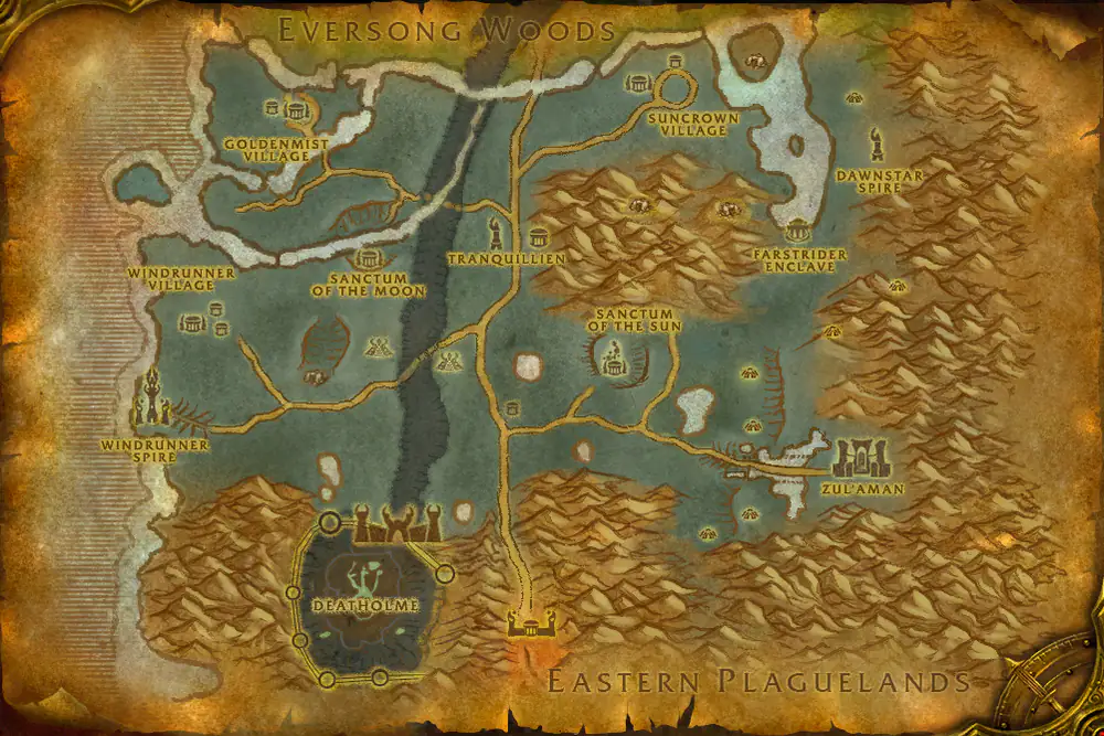 Zone map Ghostlands: Culinary Crunch – markers: Accept, Turn in