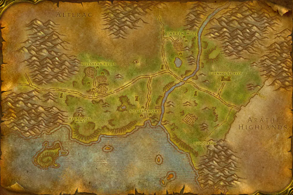 Zone map Hillsbrad Foothills: Dangerous! – markers: Complete, Turn in