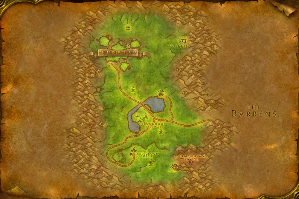 Zone map Mulgore: Coarse Weightstone – markers: Accept, Turn in