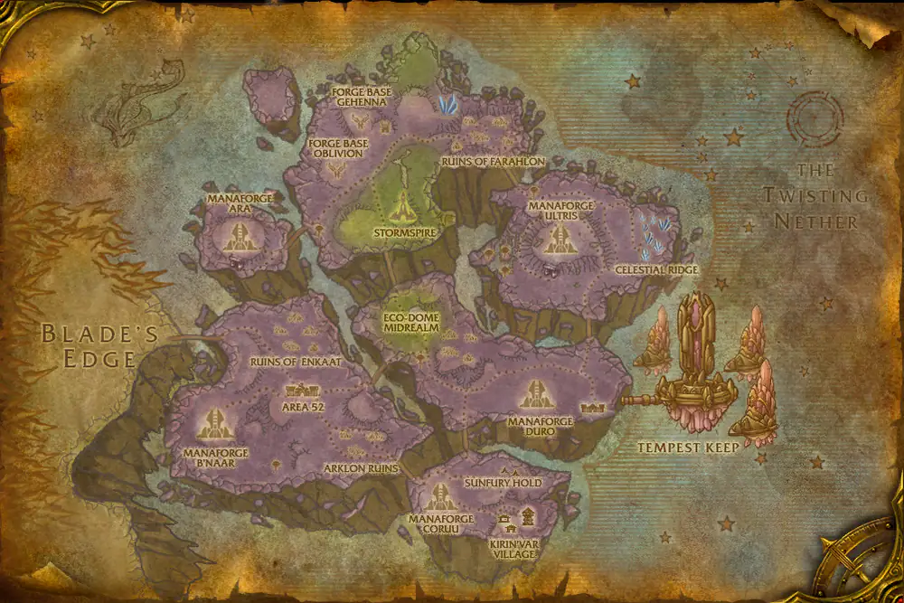 Zone map Netherstorm: Arcane Tomes – markers: Complete
