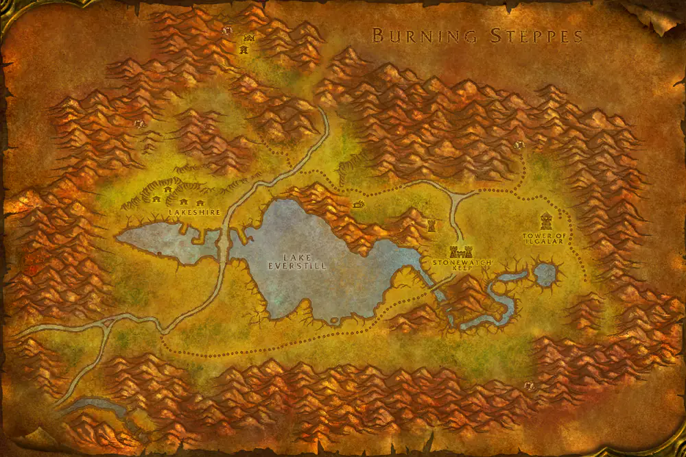 Zone map Redridge Mountains: The Lost Tools – markers: Accept, Complete, Turn in