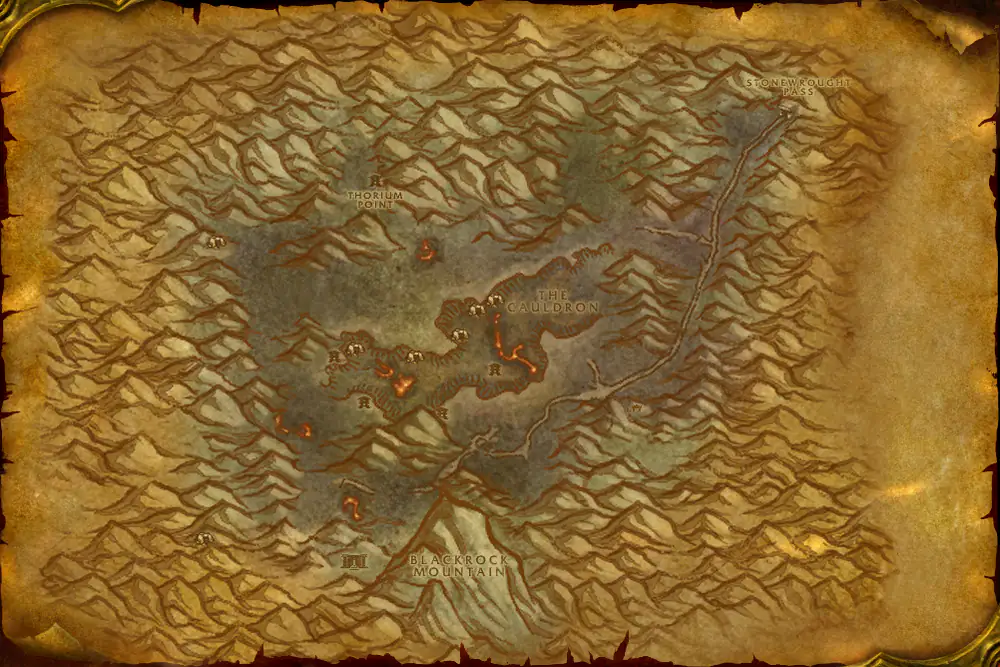 Zone map Searing Gorge: Shadoweaver – markers: Complete