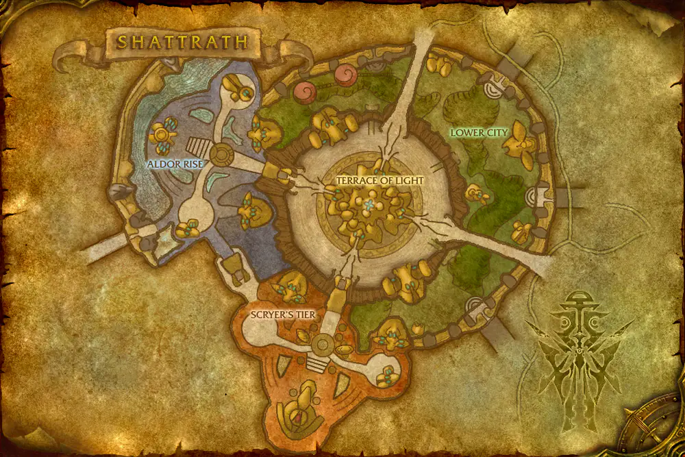 Zone map Shattrath City: Arcane Tomes – markers: Accept, Turn in