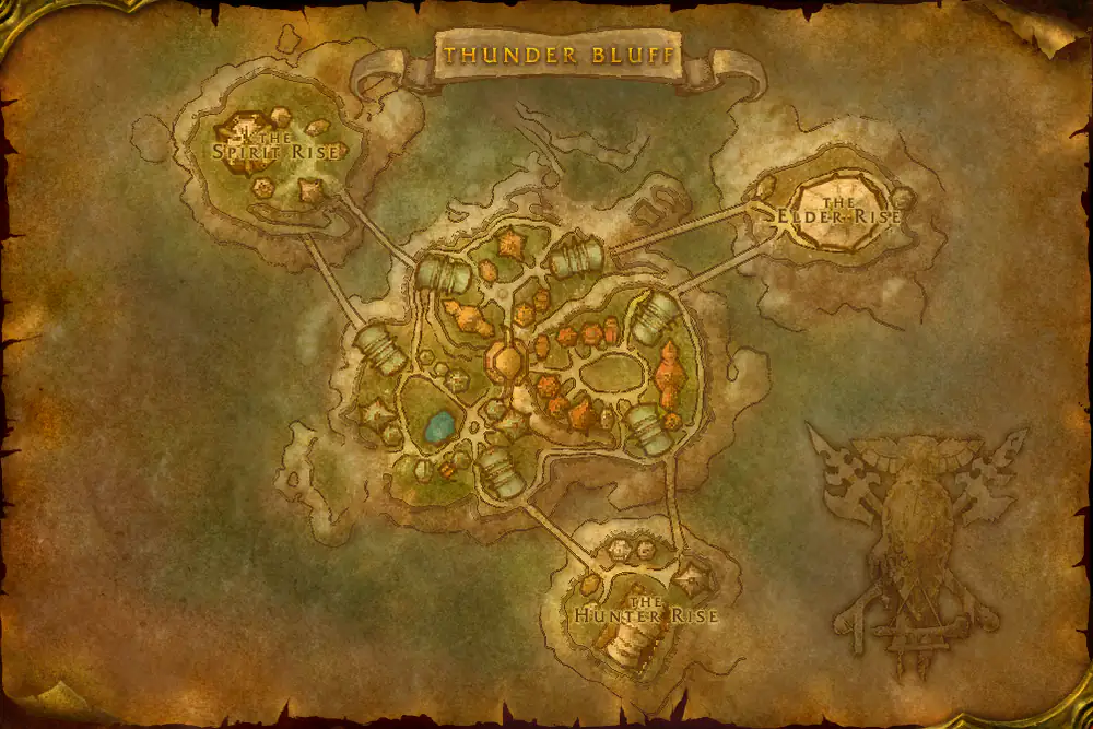 Zone map Thunder Bluff: Dancing for Marzipan – markers: Accept, Turn in