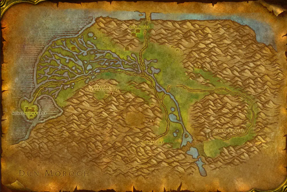 Zone map Wetlands: Lightforge Iron – markers: Accept, Turn in
